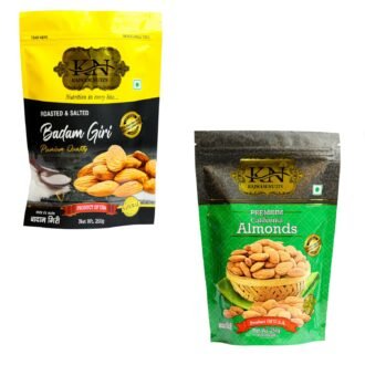 KAJWAM NUTTS Natural and California Independent Almonds, Badam Giri + Roasted & Salted Badam Giri 250 gm Each (Combo Pack)