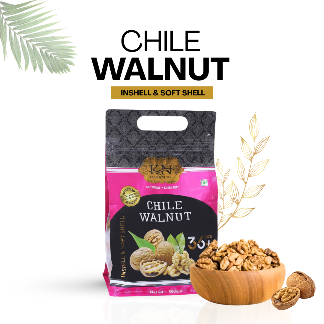 Premium Chile Walnuts 36+ Size | Soft Shell In-Shell Walnuts – 500g